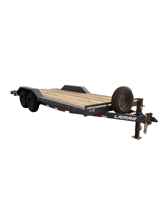 Raptor Rentals and Services 8.5 by 20 foot flatbed trailer with drive-over fenders